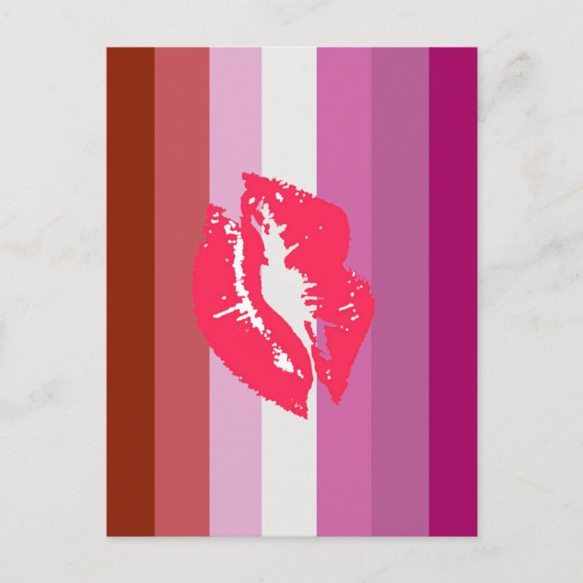 Läppstift Lesbisk Pride Flagga Vykort (Framsida)