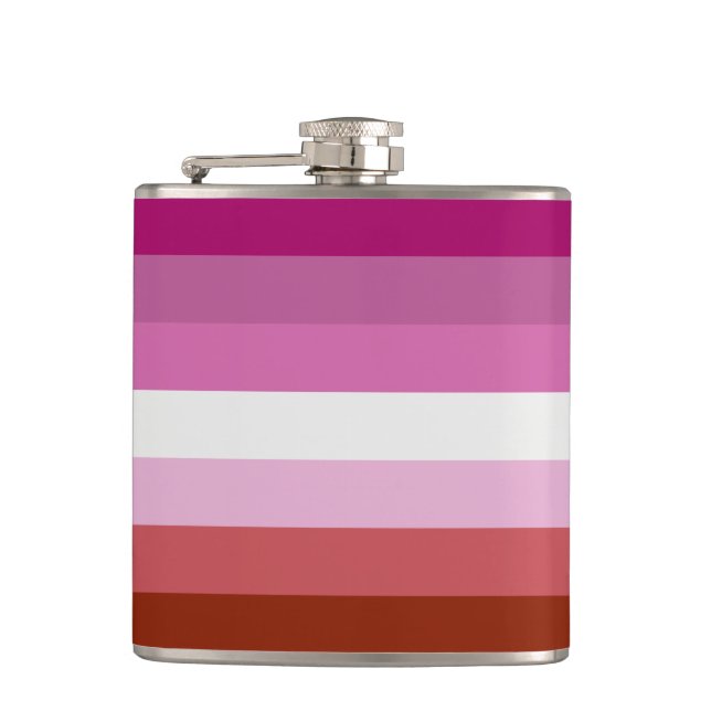 Läppstift Lesbisk Pride-flaggans flaska Fickplunta (Framsidan)