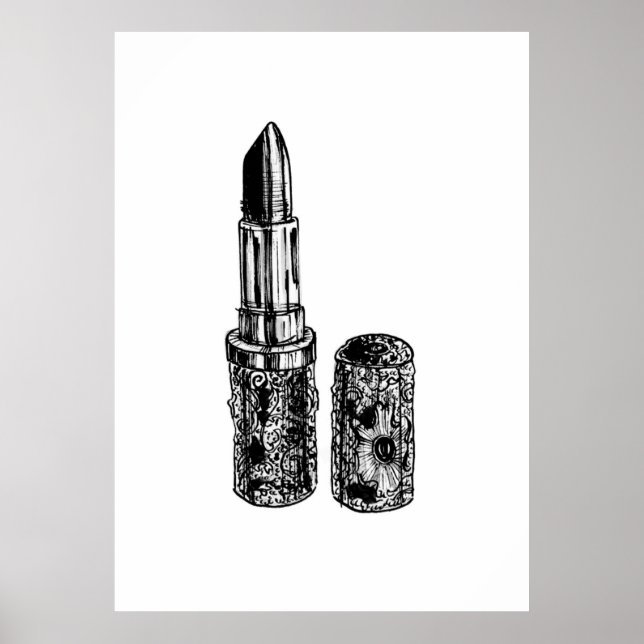 Läppstift modeskiss poster (Framsidan)