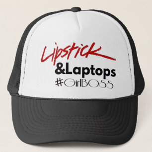 Läppstift och bärbar dator keps