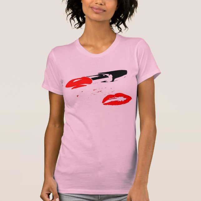 Läppstift- och kyssskjorta t shirt (Framsida)
