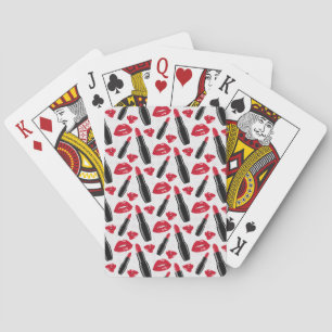 Läppstift- och läpparpolkaen pricker mönster casinokort