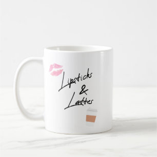 Läppstift och Themed skönhet för Lattes //rolig Kaffemugg