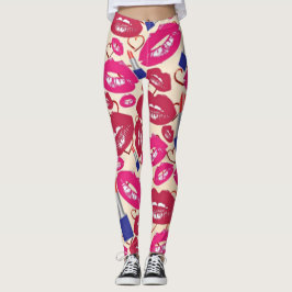 Läppstiftkyssmönster Leggings