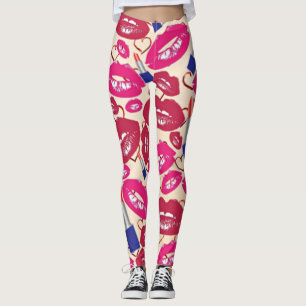 Läppstiftkyssmönster Leggings