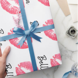Läppstiftstryck rosa läppstiftsskrift svart vit sö presentpapper