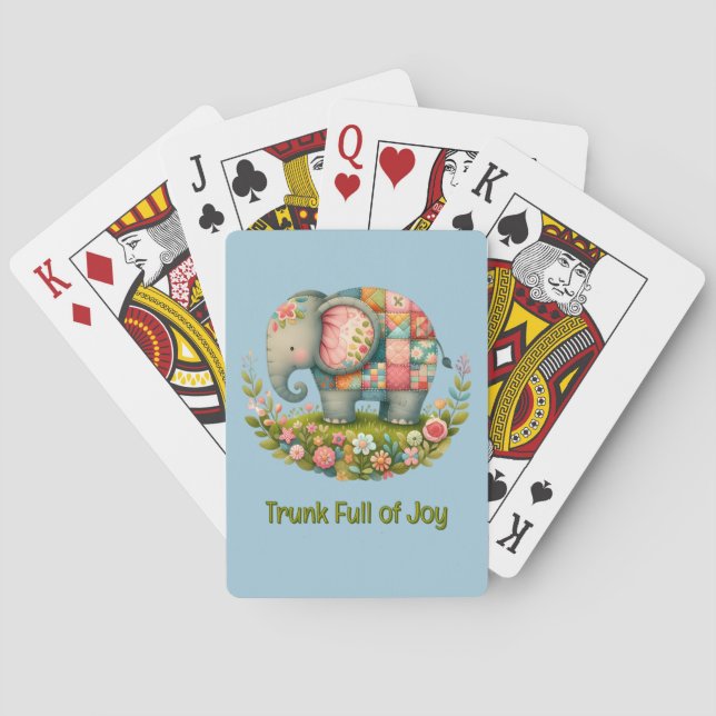 Lappteknik Elefant Blommig Ängs Charm Casinokort (Baksidan)