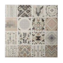 Lappteknik Geometrisk Havregrynsbrun Vintage Blad