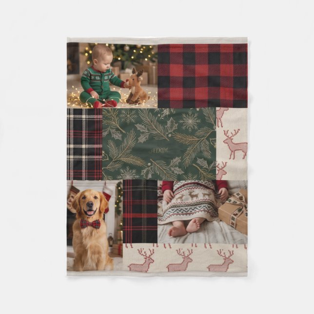 Lappteknik Quilt Plaid Mönster Rustik Land Flykt Fleecefilt (Framsidan)