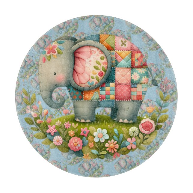 Lappverk Elefant Blommig Äng Charm (Framsidan)