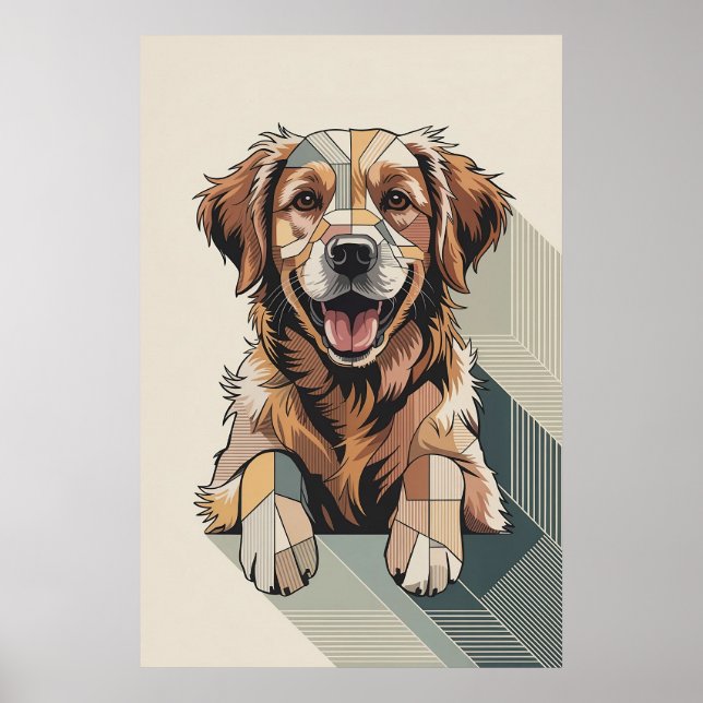 Lappverk Golden Retriever - Geometrisk Hund Poster (Framsidan)