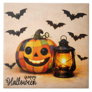 Lappverk Halloween-pumpa med lykta Kakelplatta