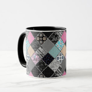Lappverk retro vintagefärger lappteknik quiltning mugg