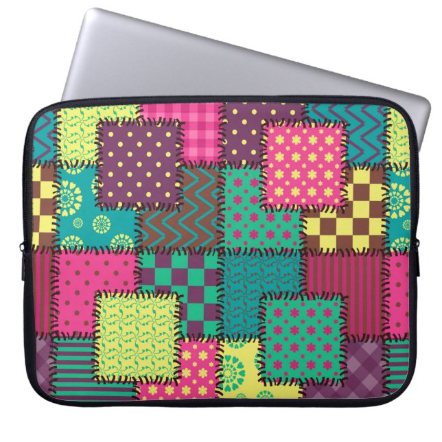 lappverksbakgrund med olika mönster laptop fodral (Framsidan)