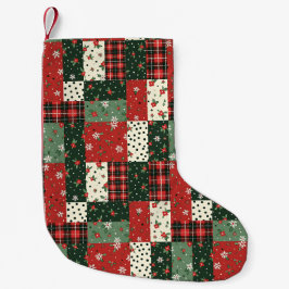 Lappverksmönster jul grön röd liten julstrumpa