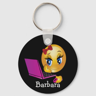 Laptop Emoji Girl Keychain Nyckelring