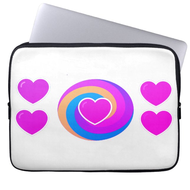 Laptop Sleeve 15.5 and 13 inch Hearts and Rainbow (Framsidan)