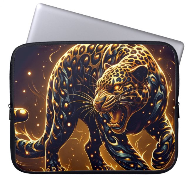 Laptop Sleeve 15" Neoprene Leopard Electronics Bag (Framsidan)