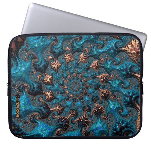 Laptop sleeve (15 tum) - F1203 "Moonlight Corals"  (Framsidan)