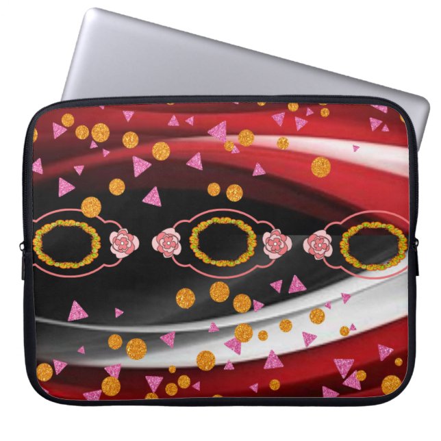 Laptop sleeve Abstrakt Red White Black (Framsidan)