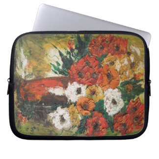 Laptop sleeve Ann Hayes målar rödblommor blandade