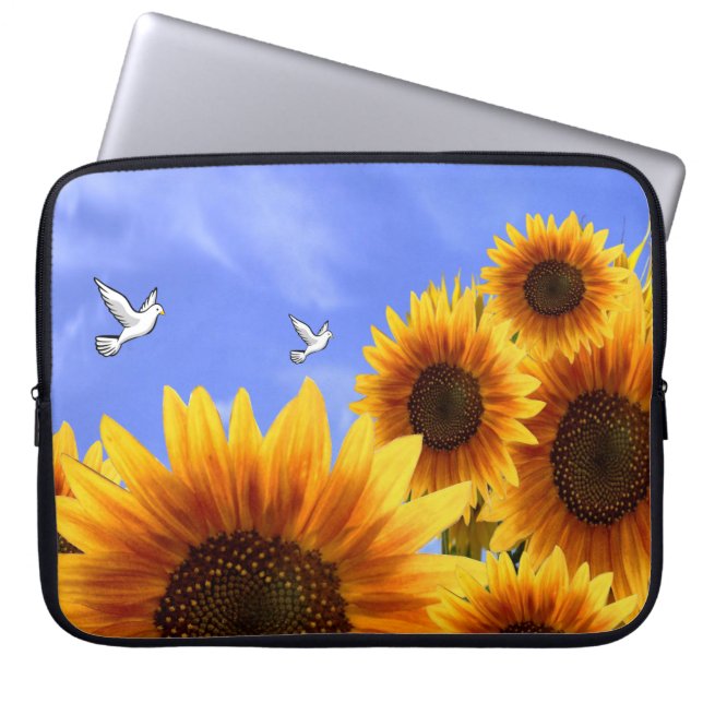 Laptop sleeve Blommigt Solros (Framsidan)