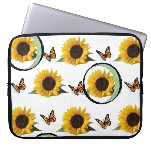 Laptop sleeve Blommigt Solros (Framsidan)