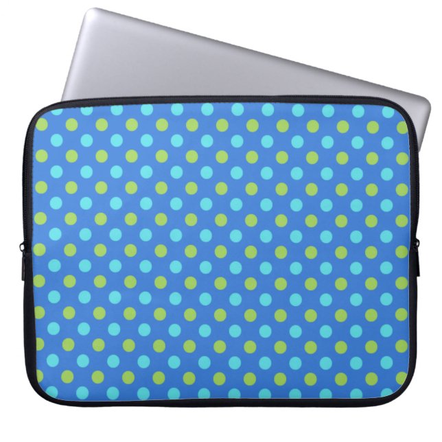 Laptop sleeve: Blue Måne Polka dots Mönster Sleeve (Framsidan)