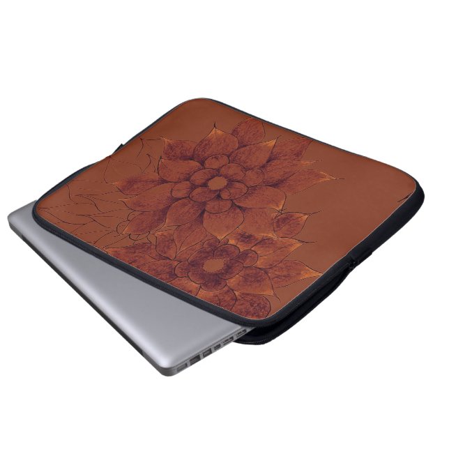 laptop sleeve--Brons blommor Fodral (Framre botten)