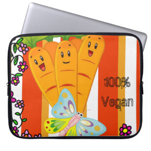 Laptop sleeve Carrots Blommigt 100 % Vegan Rand