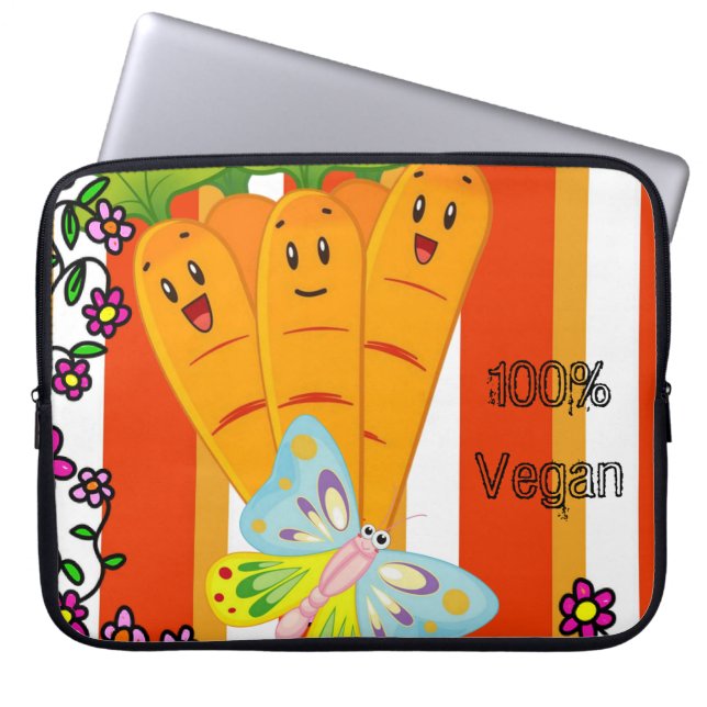 Laptop sleeve Carrots Blommigt 100 % Vegan Rand (Framsidan)
