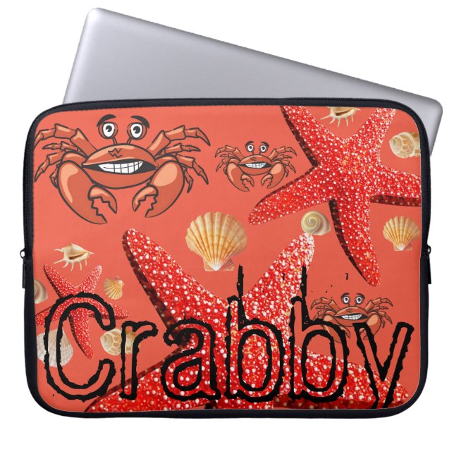 Laptop sleeve Crabby Crab, Starfish Orange (Framsidan)