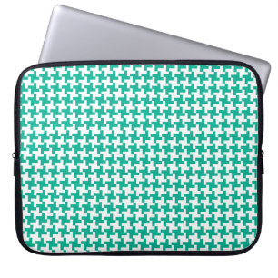 Laptop sleeve, Emerald Grönt Dogstooth Check Sleeve