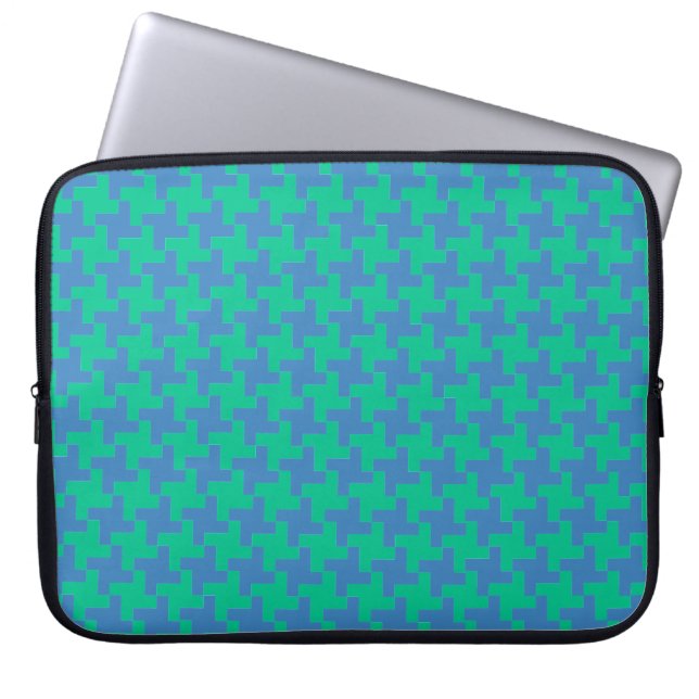 Laptop sleeve, Emerald och Blue Dogtooth Fodral (Framsidan)