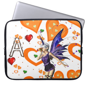 Laptop sleeve Fairy Orange Hearts