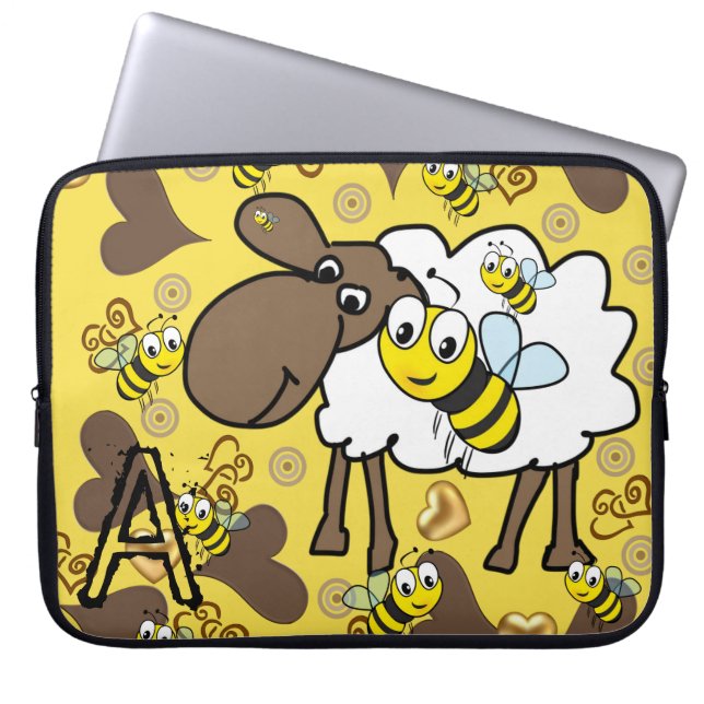 Laptop sleeve får Brown Hearts Bumblebee (Framsidan)