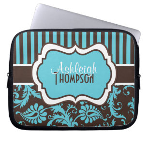 Laptop sleeve för brun vit för blått randig