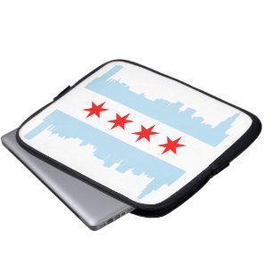 Laptop sleeve för Chicago flaggahorisont