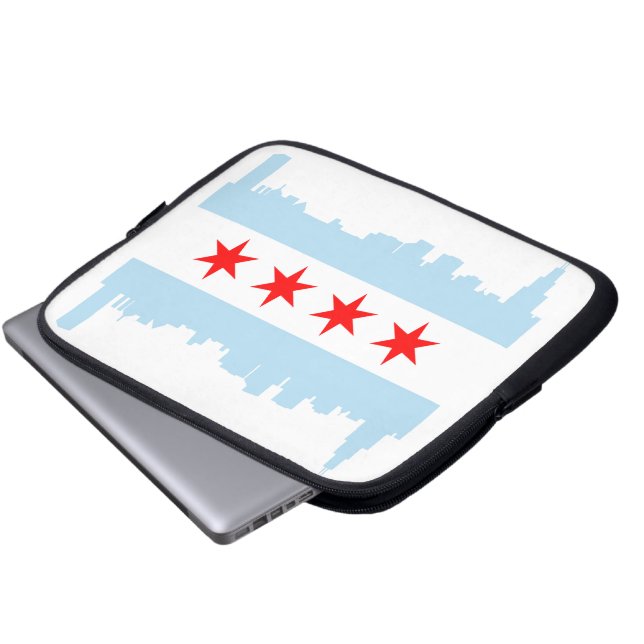 Laptop sleeve för Chicago flaggahorisont (Framre botten)
