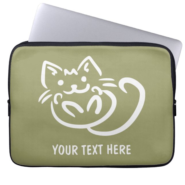 Laptop sleeve för färg för kattillustration (Framsidan)