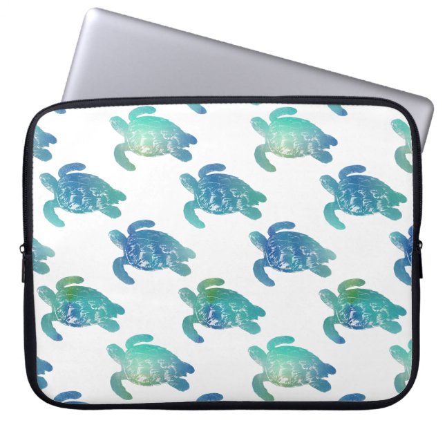 Laptop sleeve för grönt för havssköldpaddablått (Framsidan)