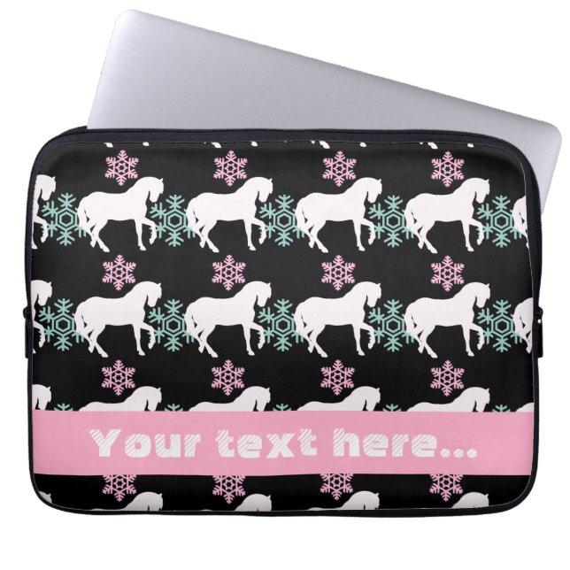 Laptop sleeve för hästSnowflakemönster (Framsidan)