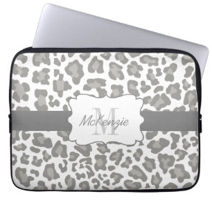 Laptop sleeve för Leopardvit- och gråttNeoprene