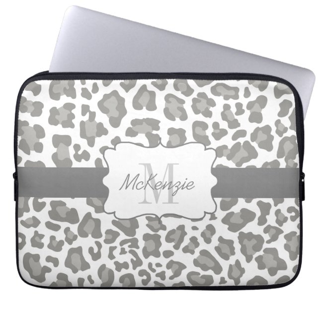 Laptop sleeve för Leopardvit- och gråttNeoprene (Framsidan)