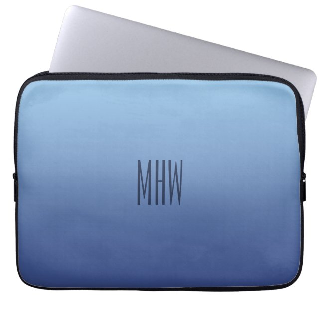 Laptop sleeve för monogram för blåttlutning (Framsidan)