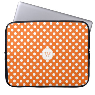 Laptop sleeve för Monogramorange- och vitpolka