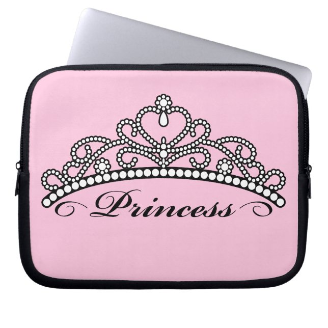 Laptop sleeve för Princess Tiara (rosa bakgrund) (Framsidan)