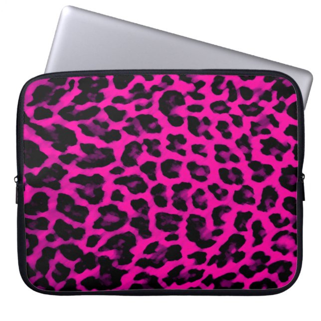 Laptop sleeve för shock rosaLeopardtryck (Framsidan)