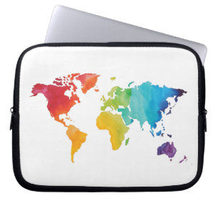 Laptop sleeve för vattenfärgvärldskarta