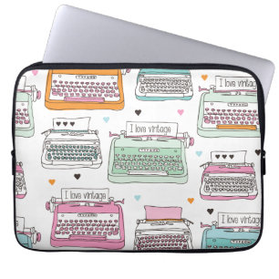 Laptop sleeve för vintageskrivmaskinsillustration